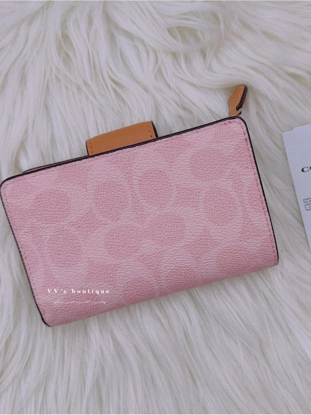 NWT Coach Medium Corner Zip Wallet Signature Canvas Powder Pink CEC29 RARE